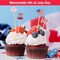 200 Pcs Patriotic Bamboo Cocktail Picks - 5.12" 4th of July Food Toothpicks with 7 Decorative Patterns, American Flag & Firework Cupcake Toppers for Independence Day, Memorial Day & Party Appetizers